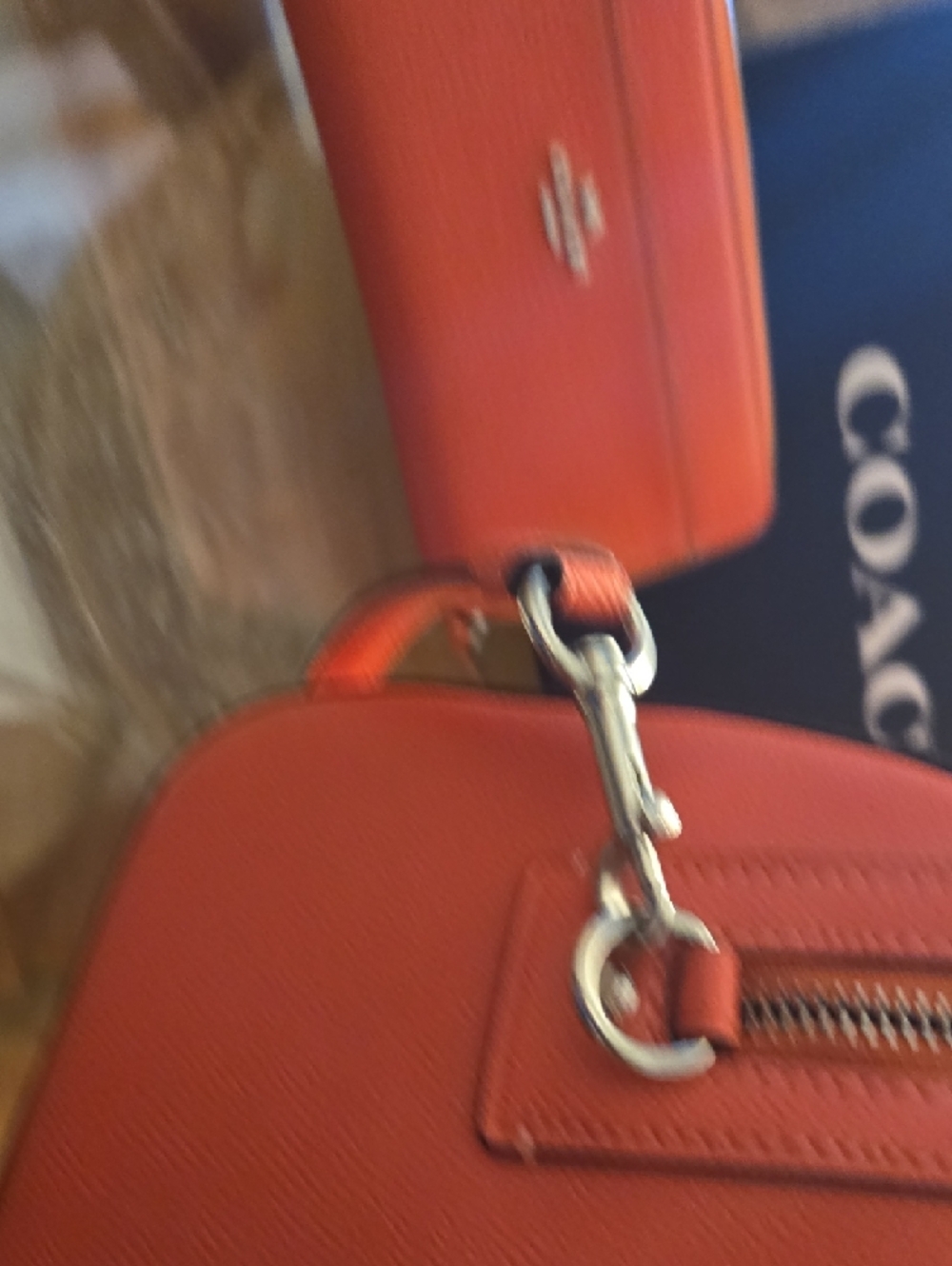 Coach Orange Textured Leather Satchel with Matching Wallet - Picture 12 of 13